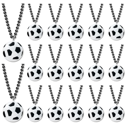 KeeStar 15 Pack Soccer Necklace Party Favors for Sports Themed Baby Shower, Birthday Party Goodie Bag Fillers, School Carnival Rewards, Classroom Prize