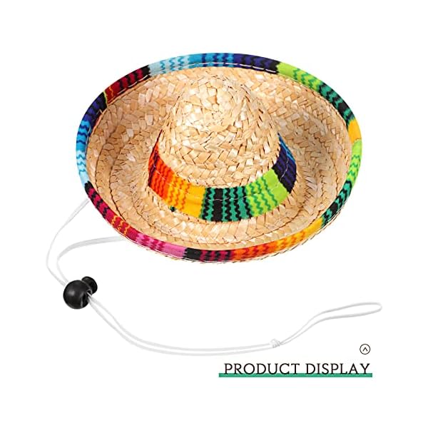 Dog sombrero hat pet serape poncho costume funny dog costume multicolor adjustable sombrero costume mexican dog poncho straw hat chihuahua clothes for mexican party decorations (large) - image 4