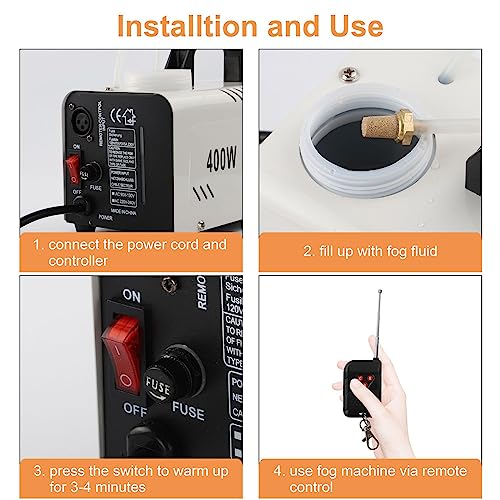 Humidificador de escenario portátil TsoLay, máquina de humo de 400 W con control remoto y tanque de combustible de 750 ml, humo intenso para teatro, fiestas, Día de Acción de Gracias, Halloween, Navidad y bodas miniatura 4