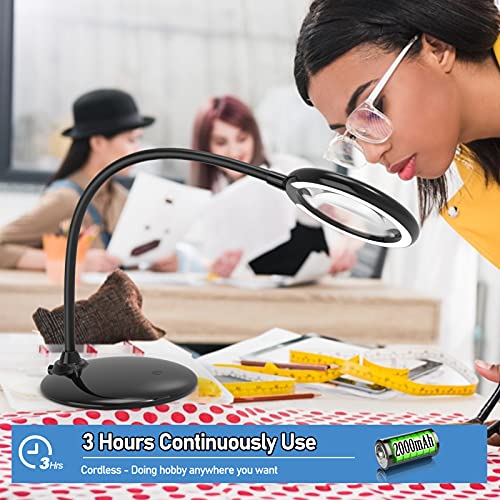 Raweao WTSJ017 5X Rechargeable Magnifying Glass With Light And Stand, Raweao Dimmable Lighted Magnifying Lamp Glass thumb #1