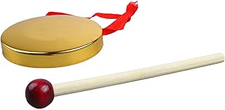 Gongo de mão, instrumento de gongo de mão, punho confortável gongo de metal para abertura de empresa (ouro, 9 cm)