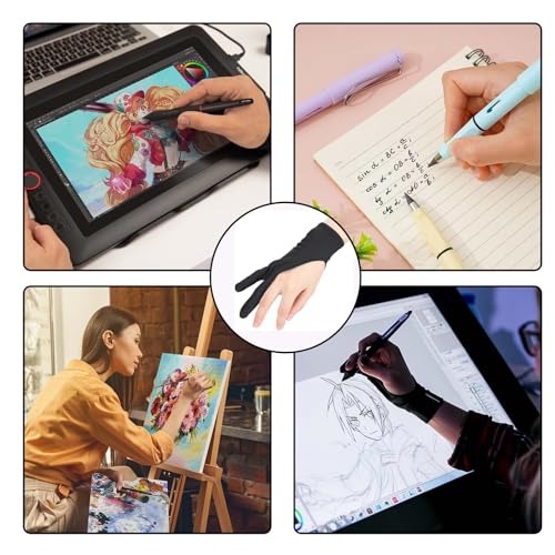 Image of 3pcs Artist Glove, Drawing Gloves for Tablet, Palm Rejection Gloves for Graphic Tablet, Anti-Fouling Two-Finger Gloves, Black Gloves for Drawing and Writing