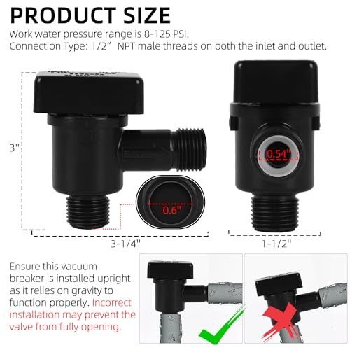 Image of TonGass 571-VAC-CHK-A RV Vacuum Breaker Check Valve, Camper Black Tank Checks Valves, Protect Fresh Water From Pollutant, Camper Water Checks Valves Model 571 Check Valve RV Backflow Preventer - Black