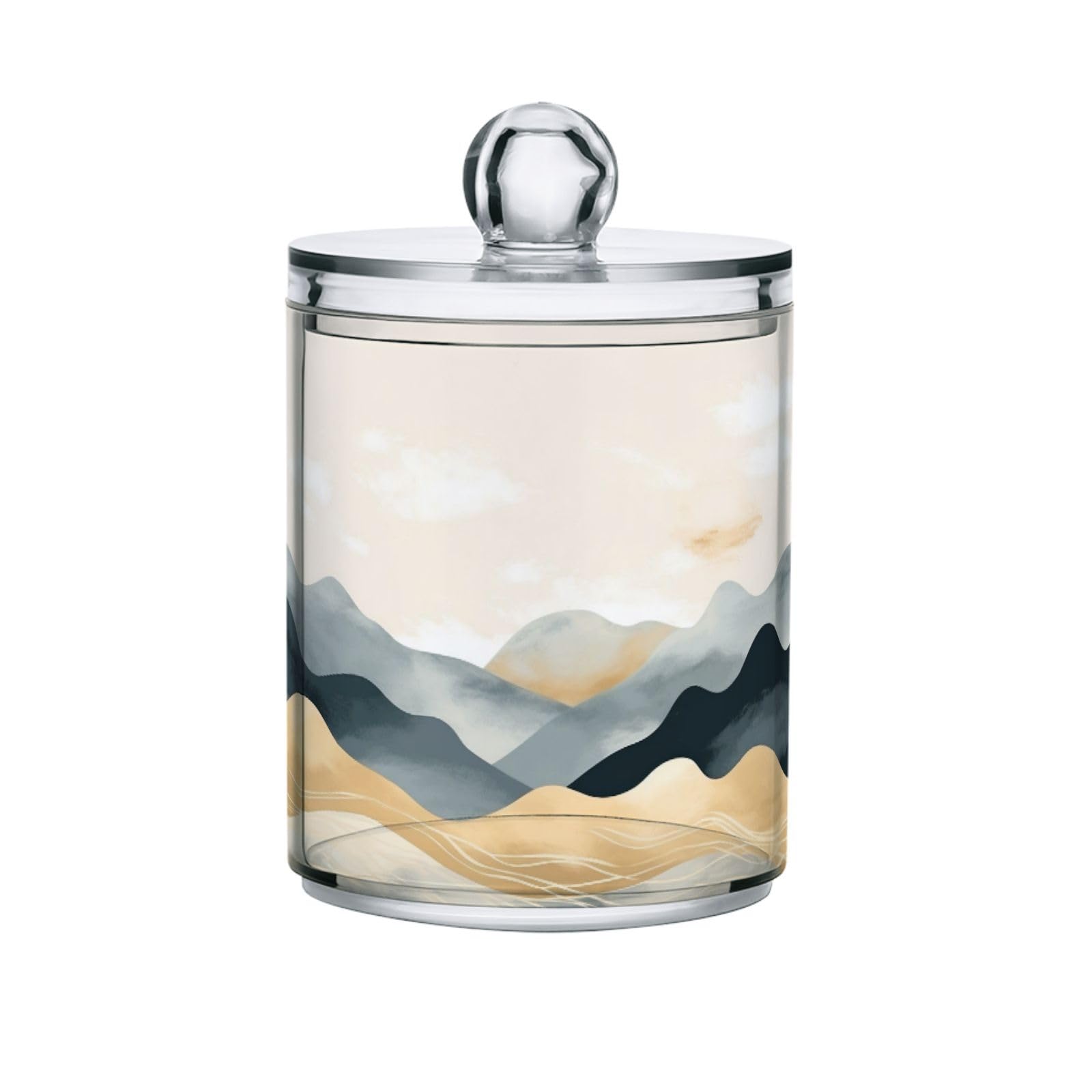 4 Pack Qtip Holder Organizer Dispenser Gold and Black Marble Bathroom Storage Canister Cotton Ball Holder Bathroom Containers for Cotton Swabs/Pads/Floss