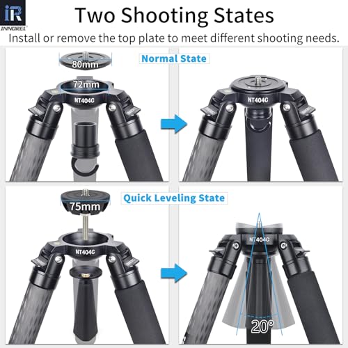 Image of INNOREL NT404C Carbon Fiber Tripod Professional Birdwatching Heavy Duty Camera 66lb /30kg Max Load 40mm Max Tube Diameter Bowl Tripod Birdwatching Camera Stand with 75mm Universal Bowl Adapter