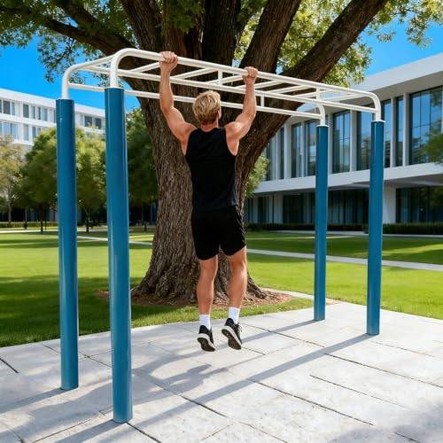 Robuste Outdoor-Fitness-Klimmzugstange mit Stahlkonstruktion für Krafttraining und Koordination im Oberkörper – Fitnessgerät für Parks, Gärten und öffentliche Bereiche(A)