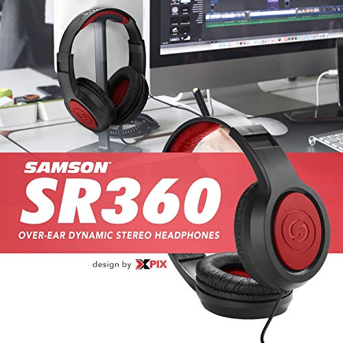 Samson G-Track Pro Usb Microphone W/Audio Interface + Samson Sr360 Over-Ear Dynamic Stereo Headphones, Xpix Headphone Hanger & Fibertique Microfiber Cleaning Cloth #TOP6
