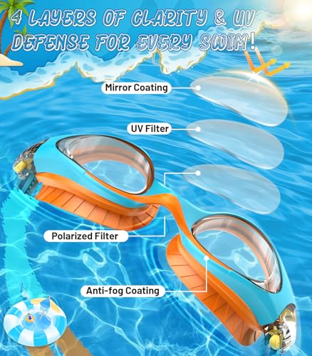 HIGAHY Kids Swim Goggles, Anti-Fog & UV Protection, Leakproof Swimming Goggles for Boys & Girls Ages 6–14 – Comfortable Fit, Wide Clear View, Adjustable Strap — view 2