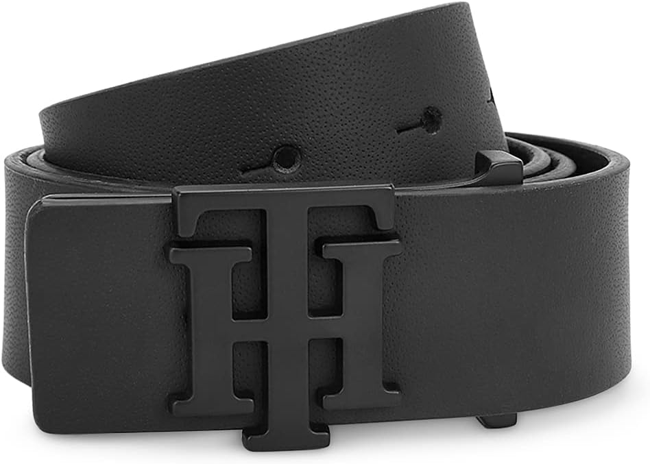 Tommy Hilfiger Men's leather Belt Nandewar - Black, Size - M 90Cm | Formal Belt For Men's | Adjustable