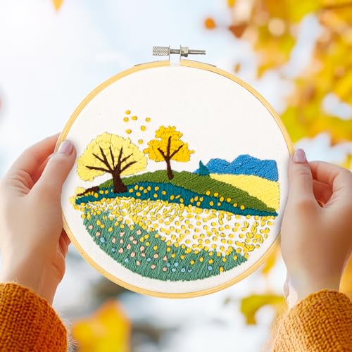 Image of DIAMOND DOTZ Autumn Fields Embroidery Craft Kit for Adults, Beginners