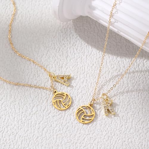 Volleyball Necklace for Women Teens Dainty A-Z Custom Name Sports Pendant Necklace Personalized Volleyball Gifts for Team Players Coaches Fans4