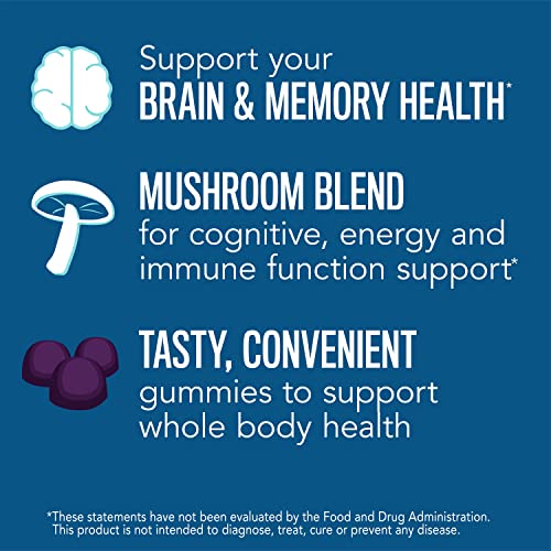 Natural Vitality Brain Health & Memory Gummies; Provides Daily Brain Health Support; Functional Mushroom Extract Blend; Vegan, Gluten Free; Delicious, Raspberry Flavored; 60 Gummies* - Image 3