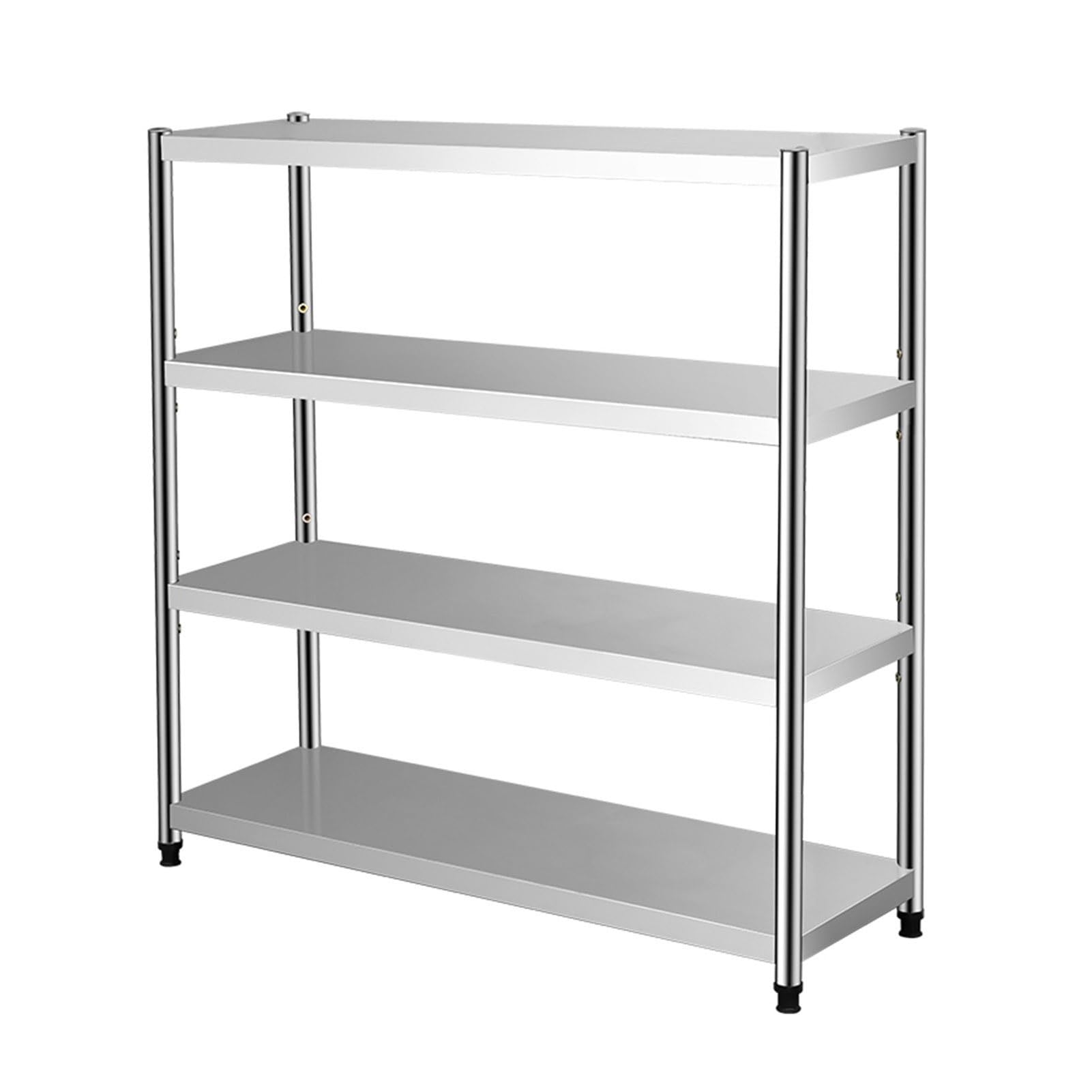 Robustes, verstellbares 4-stöckiges Edelstahlregal für Garage, Lagerung, Speisekammer und Büro, silberfarben, 60 x 45 x 120 cm