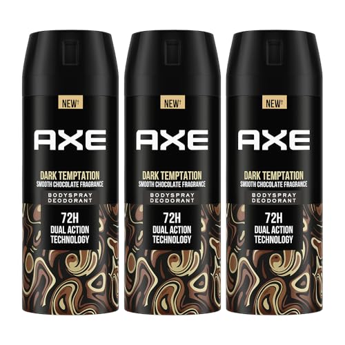 Image of Axe Dark Temptation Men's Deodorant, Long Lasting Deodorant Spray For Men With An Irresistible Scent 150ml, Pack of 3