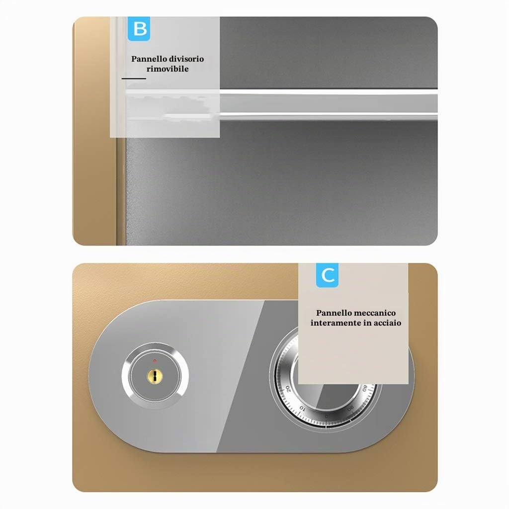Piccola cassaforte meccanica a combinazione – Cassaforte da parete in acciaio antiforatura per uso domestico, nessuna batteria necessaria – Cassaforte per armadio
