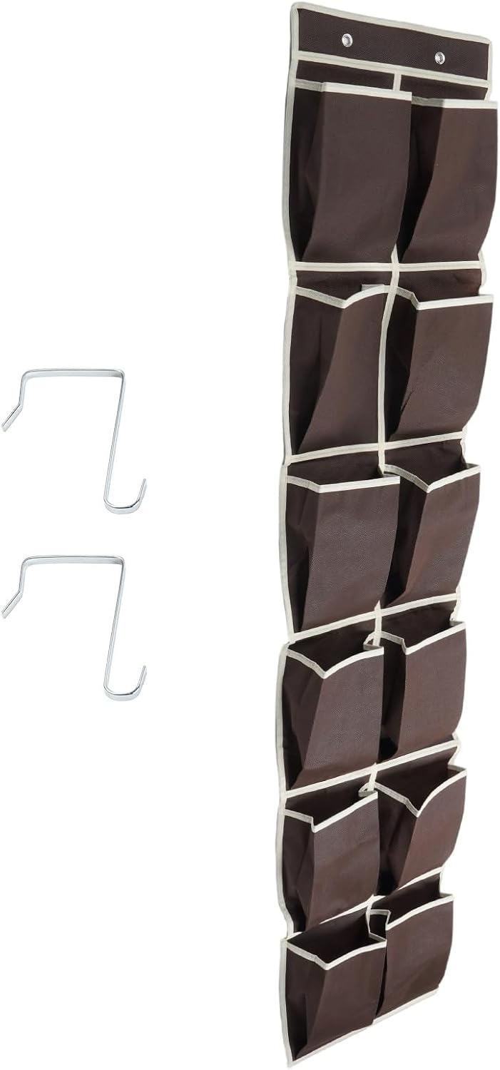 12/24 Grids Over the Door Shoe Organzier with Hooks Hanging Back Door Storage Organizers for Nursery
