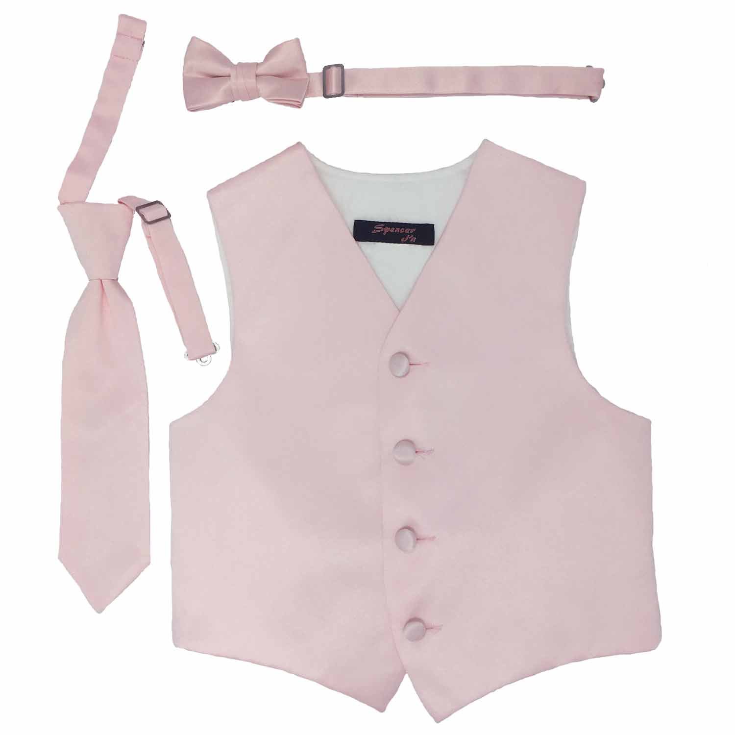 Spencer J's Boys Formal Suit Tuxedo Vest Tie and Bowtie Set Variety of Colors