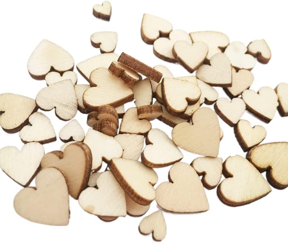 Love Hearts Shaped Wood Slices,Wooden Heart Confetti, Unfinished Wood Different Sizes Rustic Wooden Pattern DIY Crafts for Wedding Party Ornaments (Mixed Size,300 Pcs)