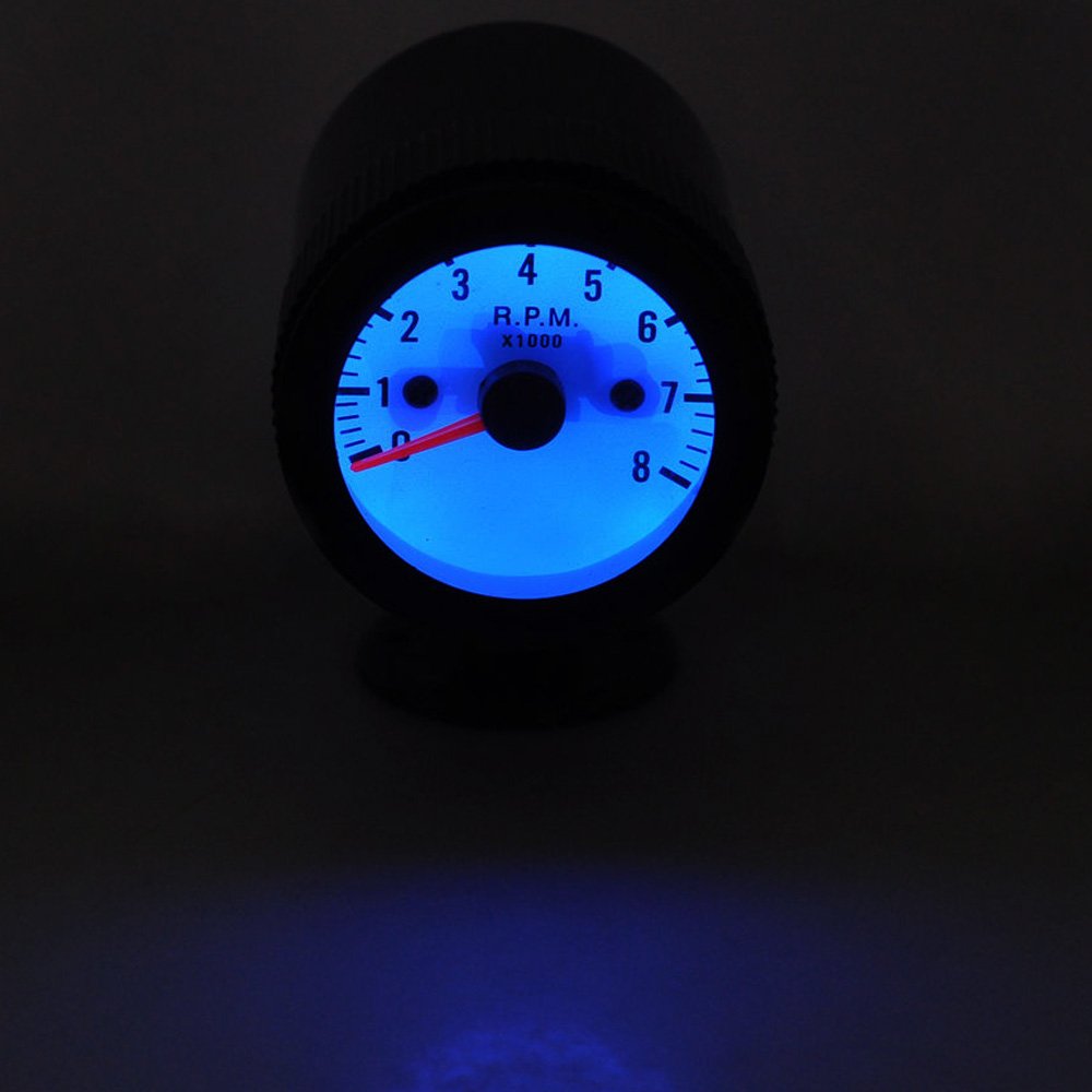 12V Auto 2" 52mm Universale LED Blu Leggero Manometro Tachimetro Tacho Indicatore Puntatore Calibro Motore Misuratore Meter