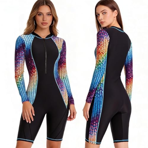 Maillot de bain une pièce anti-UV pour femme avec manches longues