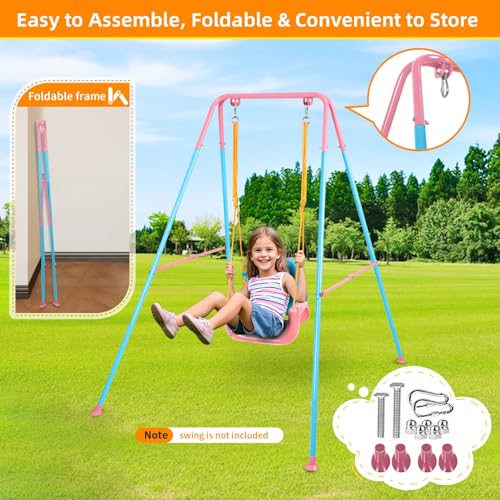Image of Foldable Swing Stand for Kids, Heavy-Duty Metal Swing Frame for Indoor /Outdoor, Suitable for Most Baby Toddler Swings, Easy to Assemble & Store, Swings not Included
