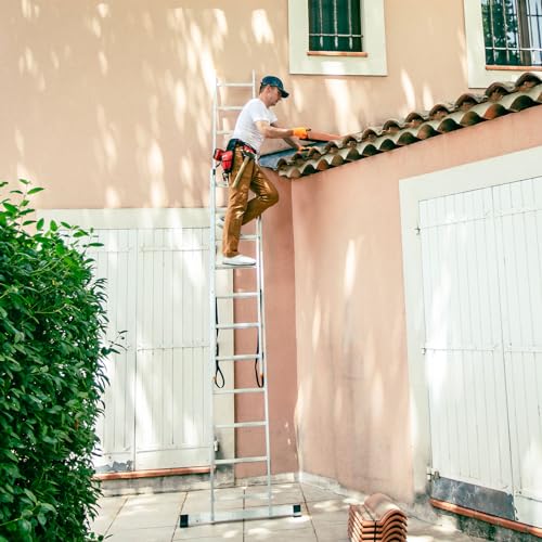 Ausziehbare Leiter, 2 Ebenen, StablePro 2 x 11 Stufen, Aluminium, ausziehbar, verschiebbar, 3 Positionen, Arbeitshöhe max. 5,78 m, Hostrom