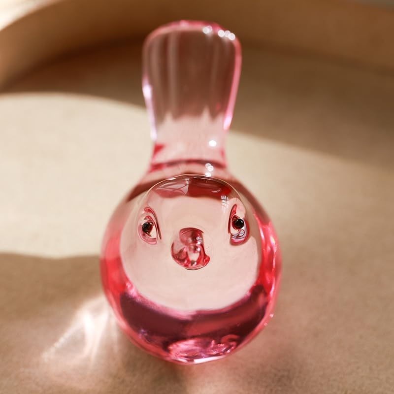 H&D HYALINE & DORA Set of 2 Handmade Glass Bird Figurine Blown Glass Birds Ornament Crystal Art Animals Decorative Collectible Figurines(Pink) - Image 4