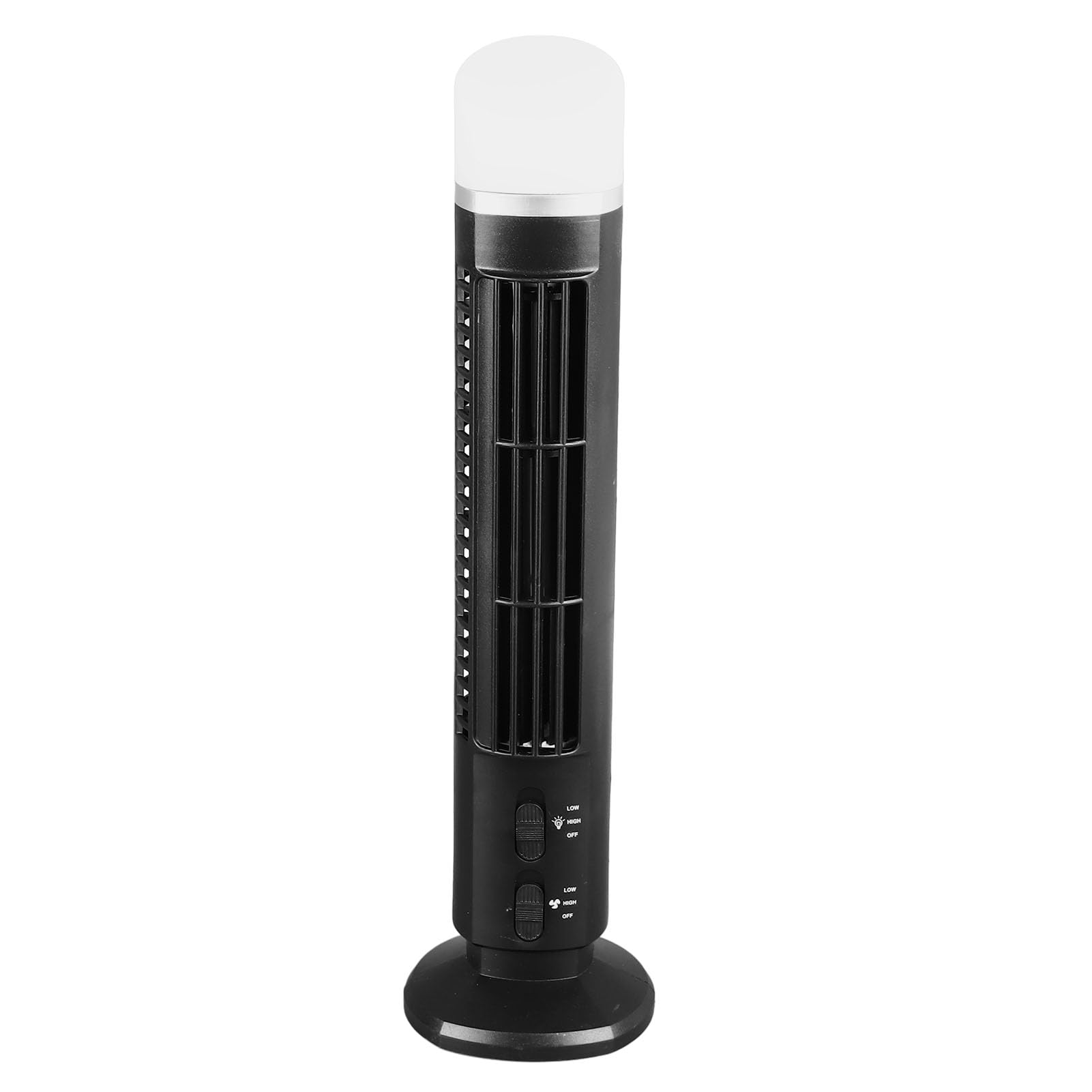 Asixxsix Bladeless Tower Fan, 90 Degree Oscillating Quiet Portable USB Desk Fan with Light, Portable Oscillating Fan, Quiet Bladeless Fan for Home Bedroom Office (Black)