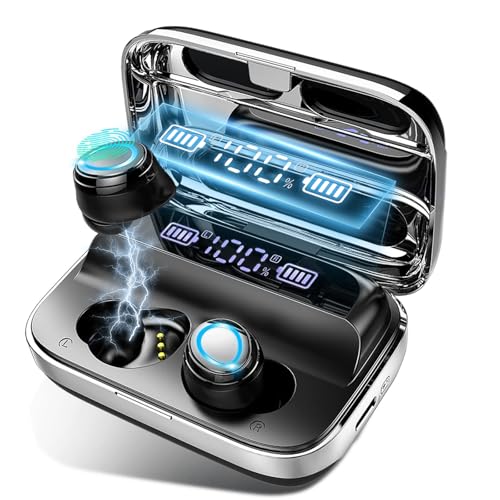 Fone de Ouvido bluetooth 5.4 Esportivo com Microfone, Até 60 Horas de Bateria, IPX7 Resistente à Água. Leve e Confortável, Ideal para Corrida, Videogame, Compatível com Todos Dispositívos