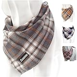 Soft Washable Plaid Bandanas for Dogs and Cats,Adjustable Triangle Bib Comfortable Scarfs for Girl Boy Dogs Puppies (Grey, Large)