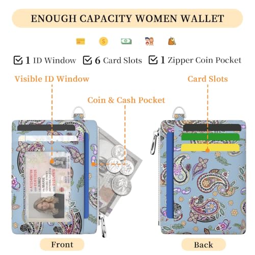 Image of Hancynir Boho Floral Slim Wallet Women Credit Card Holder, RFID Small