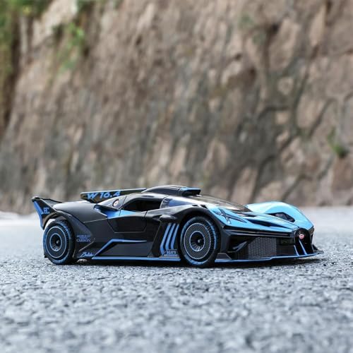 Image of Exclusive Alloy Metal Pull Back Die-Cast Car Diecast Metal Pullback Toy Car with Openable 6 Doors,Light Music Boys Gifts Toys (1:24 Bugatti Bolide - Blue)
