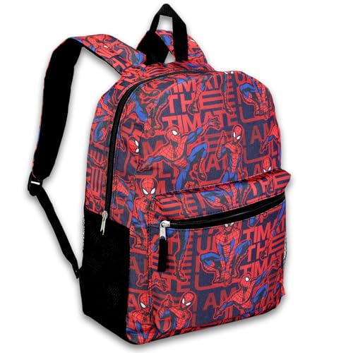 Spiderman Backpack for Boys Set - Bundle with 16" Marvel School Bag with Front Pocket Plus Water Bottle, Tattoos, More | Spiderman School Backpack for Kids, Boys, Girls2