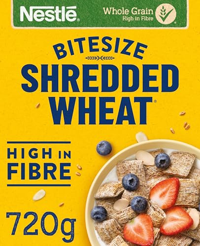 Nestlé Cereals - Shredded Wheat Breakfast Cereal - Bitesize Crunchy Wholegrain Biscuits High Fibre No Added Sugar - 720g