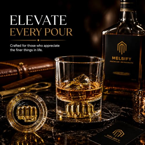 Image of Melbify Boxing Whiskyy Glasses | Set of 2 | 300 ml | Premium Packing | Gift Box| Unique| Big| Broad | Royal | High end| Expensive| Golden Plated Whiskey Glass| Whiskey Glass Gift Set for Boxing Lovers