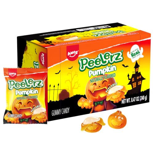 AMOS Peelerz Pumpkin Gummy, 8.47 oz (240g), Peelable Halloween Candy, Halloween Gummies, 10 Individual Packs for Trick or Treat & Parties - image 2