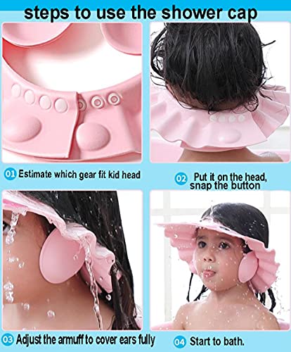 Image of Baby Shower Cap Shampoo Cap Bath Visor Hat Kids Hair Washing Shampoo Shield Adjustable Waterproof Bath Shield Visor for 0-8 Years