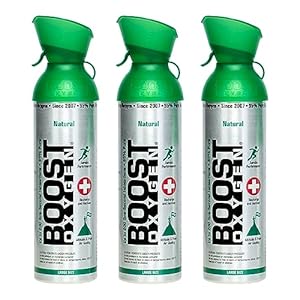 Boost Oxygen Large Natural 10 Liter Canister | Respiratory Support for Aerobic Recovery, Altitude, Performance and Health (3 Pack)