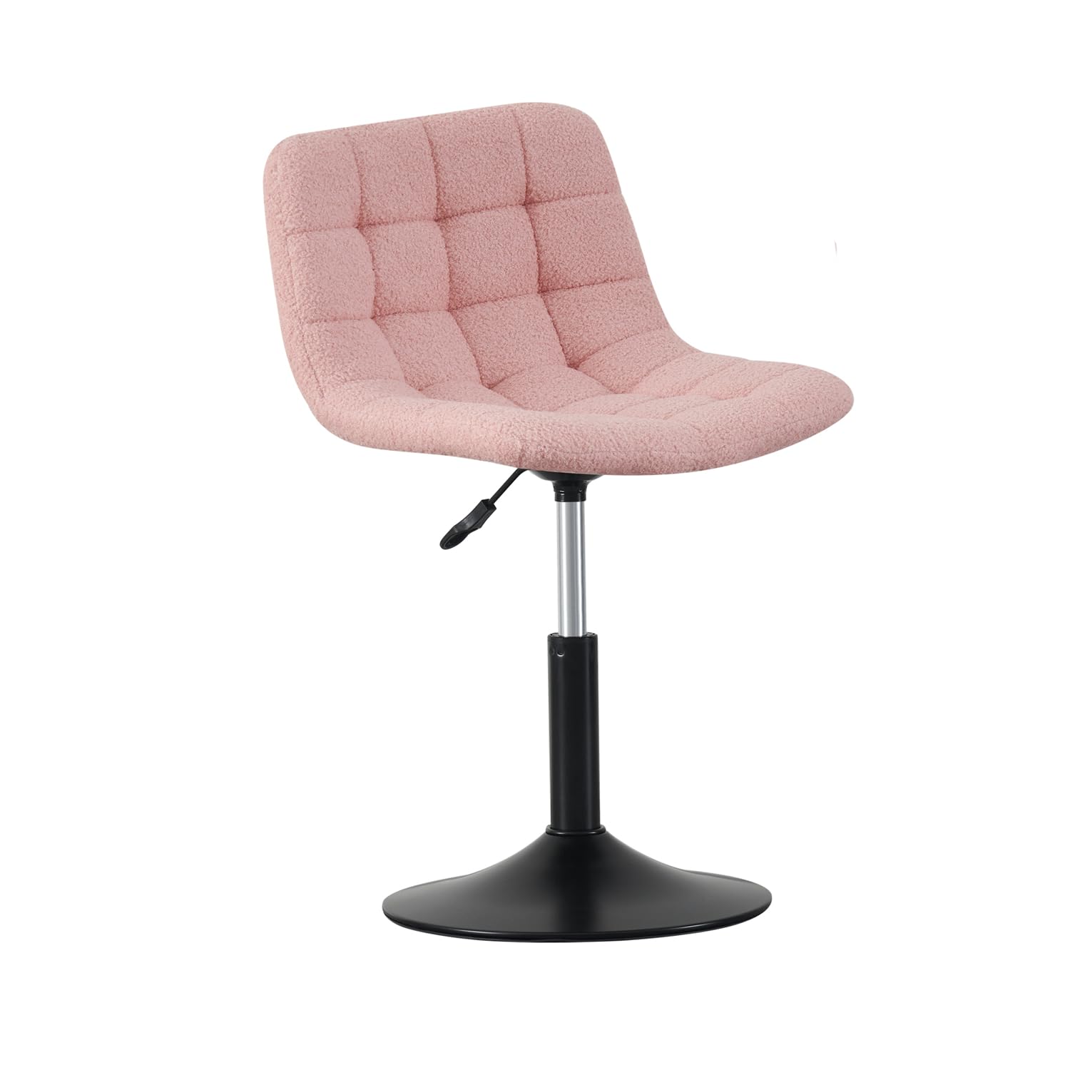 mcc direct Soft Fabric Dressing Table Chair, Height Adjustable Swivel Desk Home Office Chair with Footrest and Metal Base for Bedroom Vanity & Office (Pink) - Drake