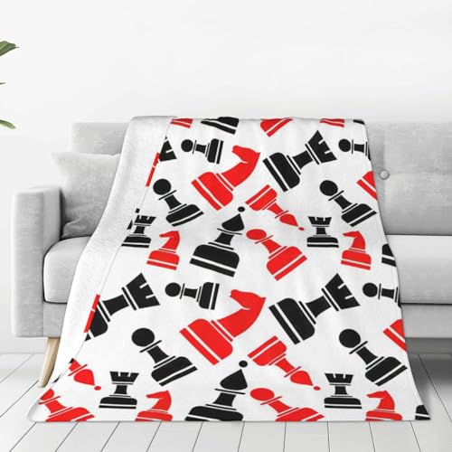 WURTON チェス柄プリント 毛玉防止 フランネル ウルトラソフト マイクロブランケット オールシーズン 居心地の良いリビングルーム 40インチ×30インチ