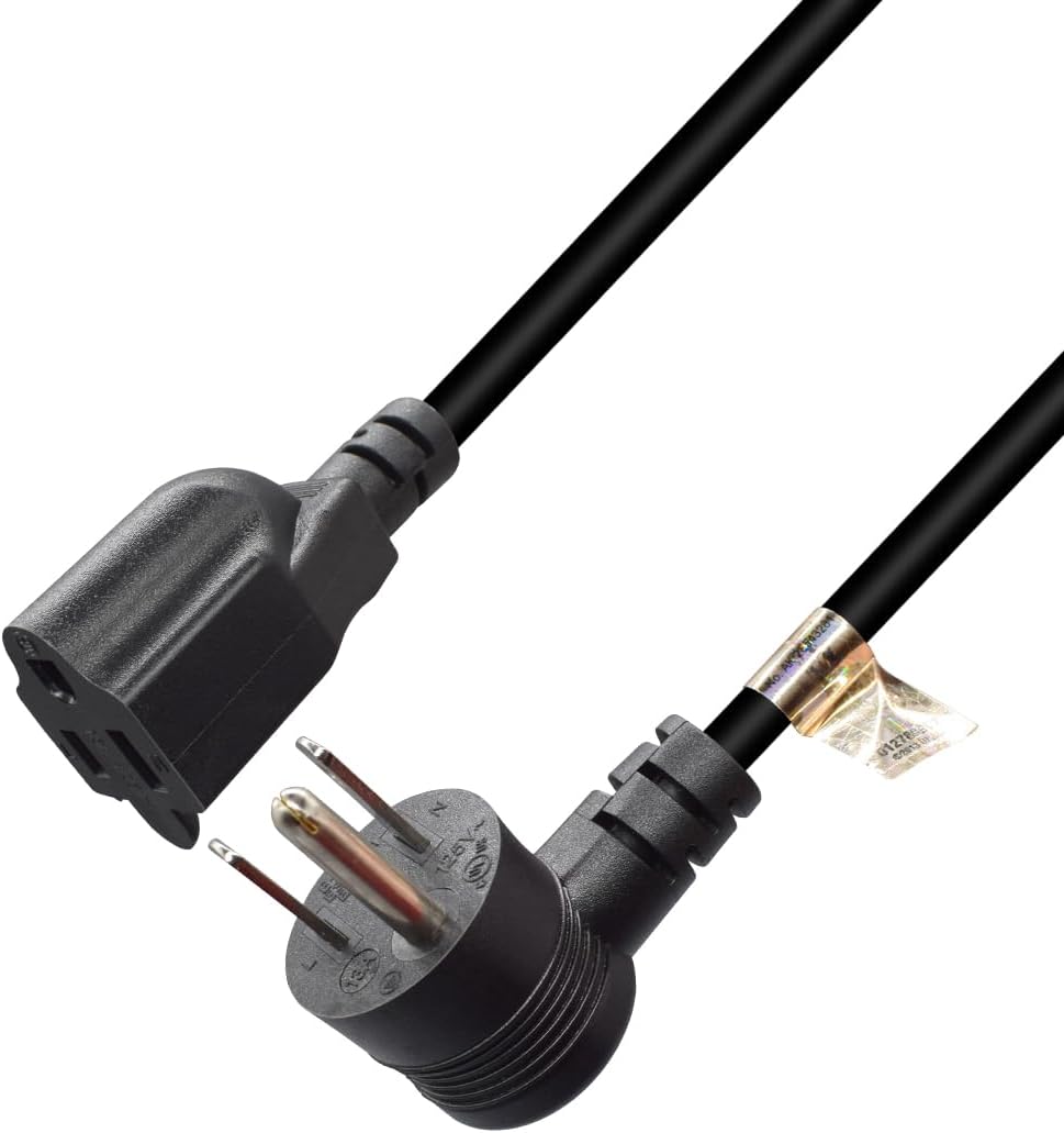 1M/3.28FT NEMA 5-15P to 5-15R Power Extension Cord with Sideways Angled Plug,16AWG Pure Copper Wire,for USA/Canada Household Appliances