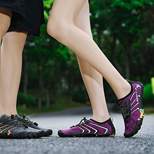 ziitop Badeschuhe Damen Herren Strandschuhe Schnell Trocknend Wasserschuhe Drainagelöcher Strand Schwimmschuhe Unisex Barfußschuhe für Kajakfahren Studio Traillauf Wandern(EU39 Violett)