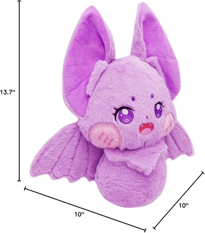Image of Furry Purple Bat Plush Pillow Cuddly Gothic Bat Stuffed Gifts /13.7''