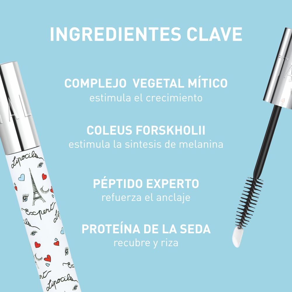 Lipocils Expert Collector - Talika - Gel booster de pousse et de pigmentation des cils - Soin naturel des cils - Édition Limitée Cils à la Française - Brosse + embout mousse - 10 ml
