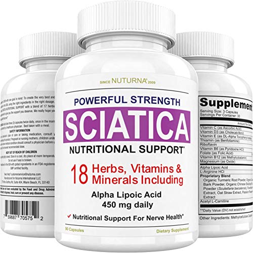 Sciatica Nerve Pain Relief Support, Sciatic Nerve Regeneration Formula - Lower Lumbar Nerve Vitamins Alpha Lipoic Acid 450 mg Sciatica Relief - Back Pain, Hip, Thigh, Leg, Foot Sciatica Pain Relief