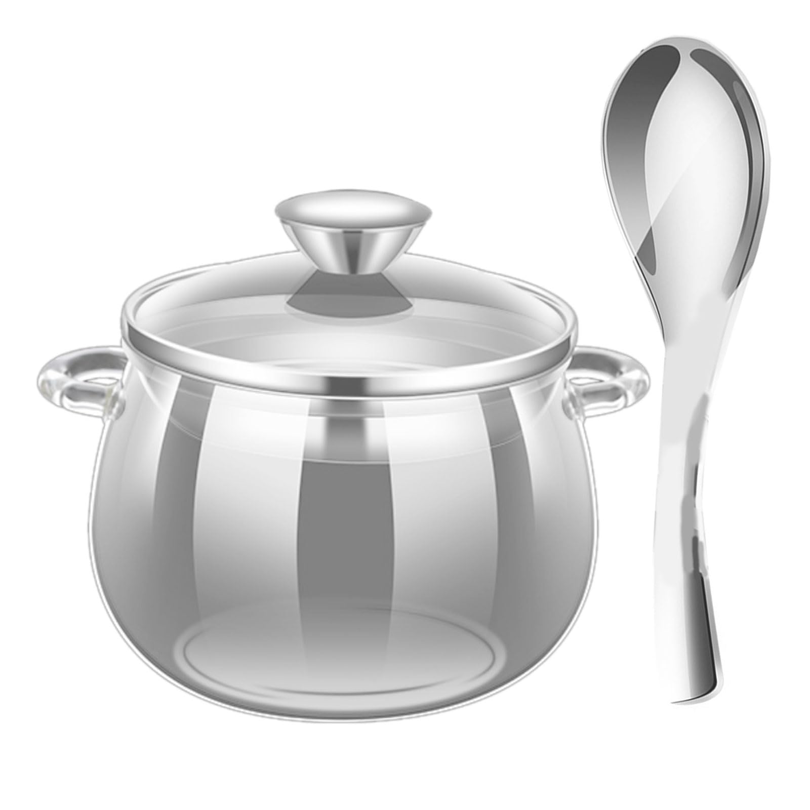 Carotoe Small Clear Glass Storage Jar Elegant Glass And Stainless Steel Kitchen Canister With Spoon For Freshness Storage Kitchen Canister