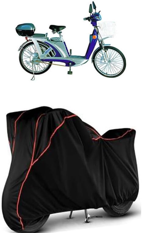 All Weather Protection Two Wheeler Cover for Avon E Plus Scooter & Scooty | Anti Dust, 100% Water Resistance, Heat Resistant, UV Proof - Triple Stitched | Black Top Red