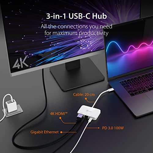 j5create USB Type C to 4K HDMI and Gigabit Ethernet with PD 100W Pass-Through Charging, for MacBook Pro MacBook Air - Image 2