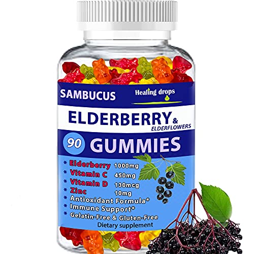 Sambucus Elderberry Gummies With Elderflower Extract Potent Rich In Vitamin C And Zinc Black Elderberries & Elderflowers #TOP5
