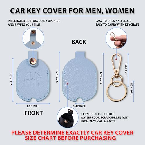 Image of Leather Keys Sleeve for Broken Car Key Loop Replacement - Cute Keychain Cover - Protector, Holder for Men & Women